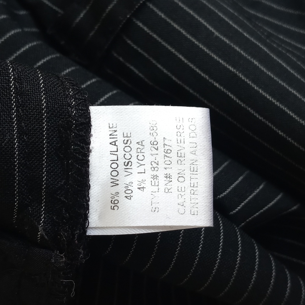 Alice+Olivia Black Pinstripe Low Rise Wide Leg Capri Cropped Wool Blend Pants 4 - Picture 9 of 15